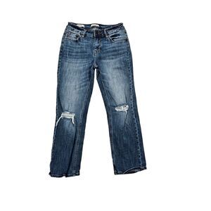 VIGOSS Stevie Distressed Crop Straight Leg Jeans Blue Denim Stretch Size‎ 26